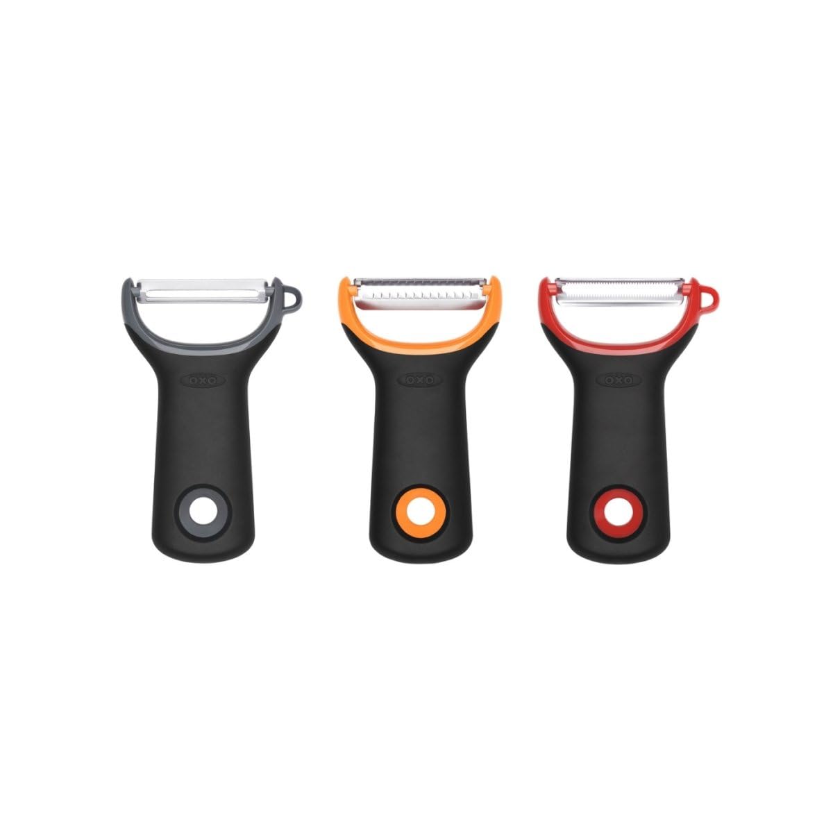 Oxo 11244100 Juego Peladores Acero INOX, 3 Piezas, 16.5 cm, Multicolor
