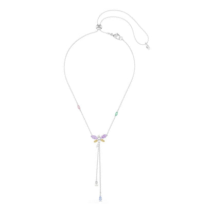 Swarovski x Ariana Grande Colección Oficial de Libélula Motif Jewelry Collection, Broche, Collar con colgante, arete, piedras multicolores de corte mixto, acabado rodio