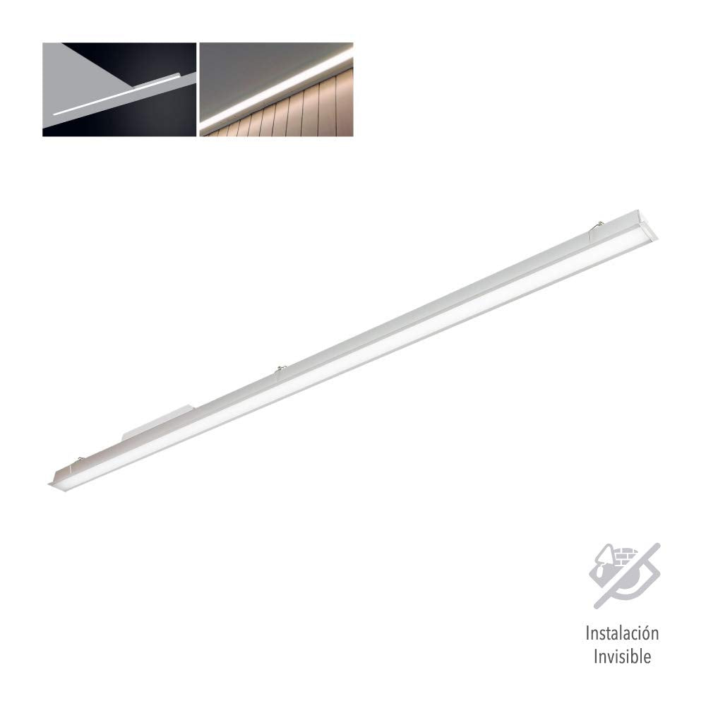 Tecnolite - Lámpara Lineal LED Empotrable 1.19 m. de Longitud 20 W, Luz Blanca Neutra, No atenuable, LED integrado