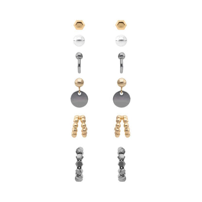Nine West Set 6 Aretes CEn Forma Varias Tipo Boton De Terminado Brillante para Mujer