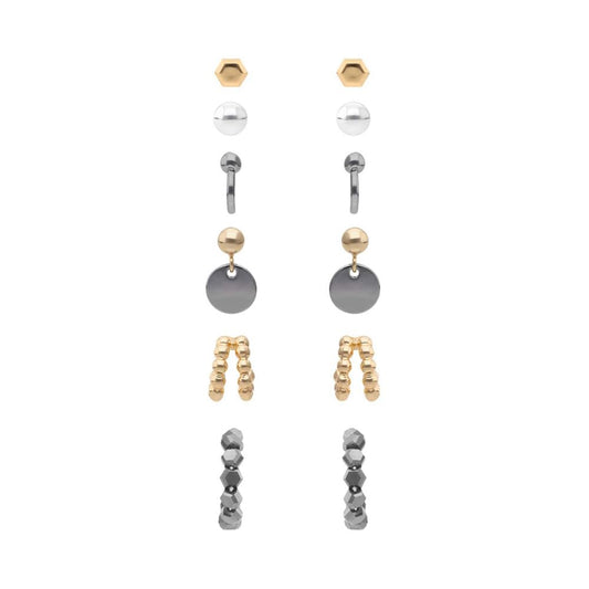 Nine West Set 6 Aretes CEn Forma Varias Tipo Boton De Terminado Brillante para Mujer
