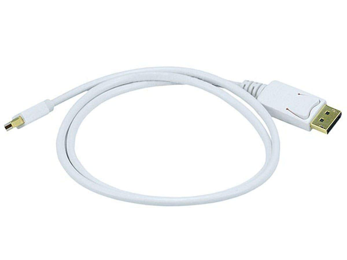 Monoprice 3ft Gold Plated 32AWG Mini DisplayPort to DisplayPort Cable - White