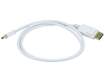 Monoprice 3ft Gold Plated 32AWG Mini DisplayPort to DisplayPort Cable - White