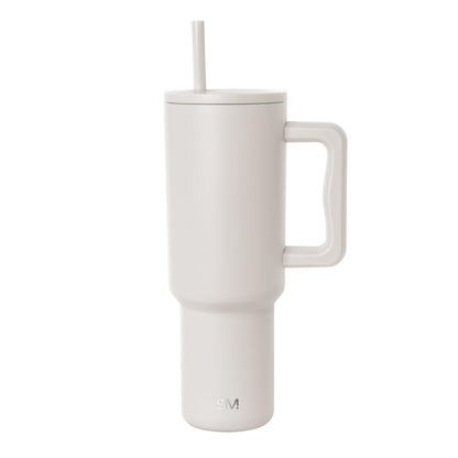 Simple Modern Trek Vaso Térmico con Asa y Popote, Acero Inoxidable, 890-1180 ml - 1180 ml - -Almond Birch