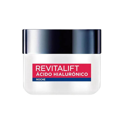 L'Oreal Paris Revitalift Ácido Hialurónico Crema de Noche Hidratante, Hidrata Intensamente y Rellena Líneas de Expresión, 50 ml