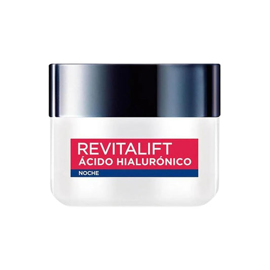 L'Oreal Paris Revitalift Ácido Hialurónico Crema de Noche Hidratante, Hidrata Intensamente y Rellena Líneas de Expresión, 50 ml