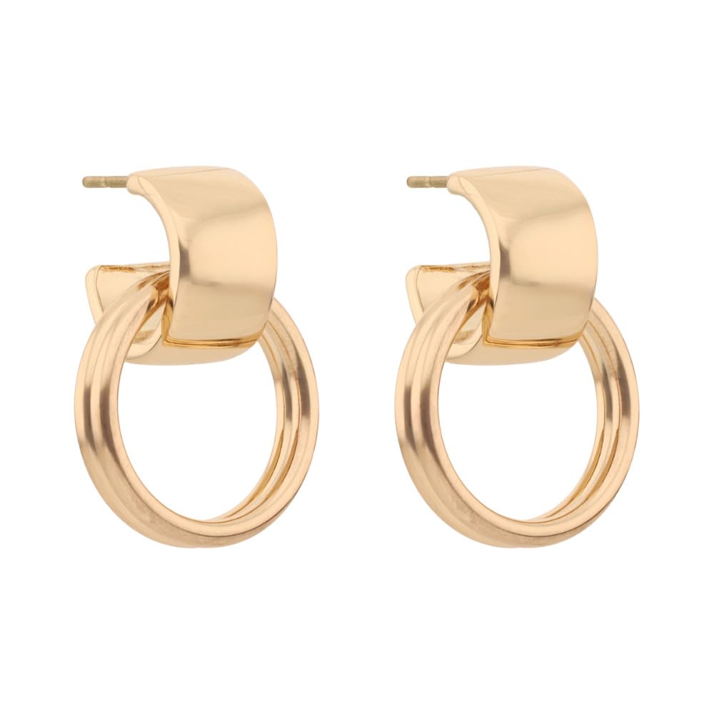 Anne Klein Aretes Dorado Circular para Mujer | Pequeño, forma circular, cortos, cierre poste, aleación de metales, baño dorado