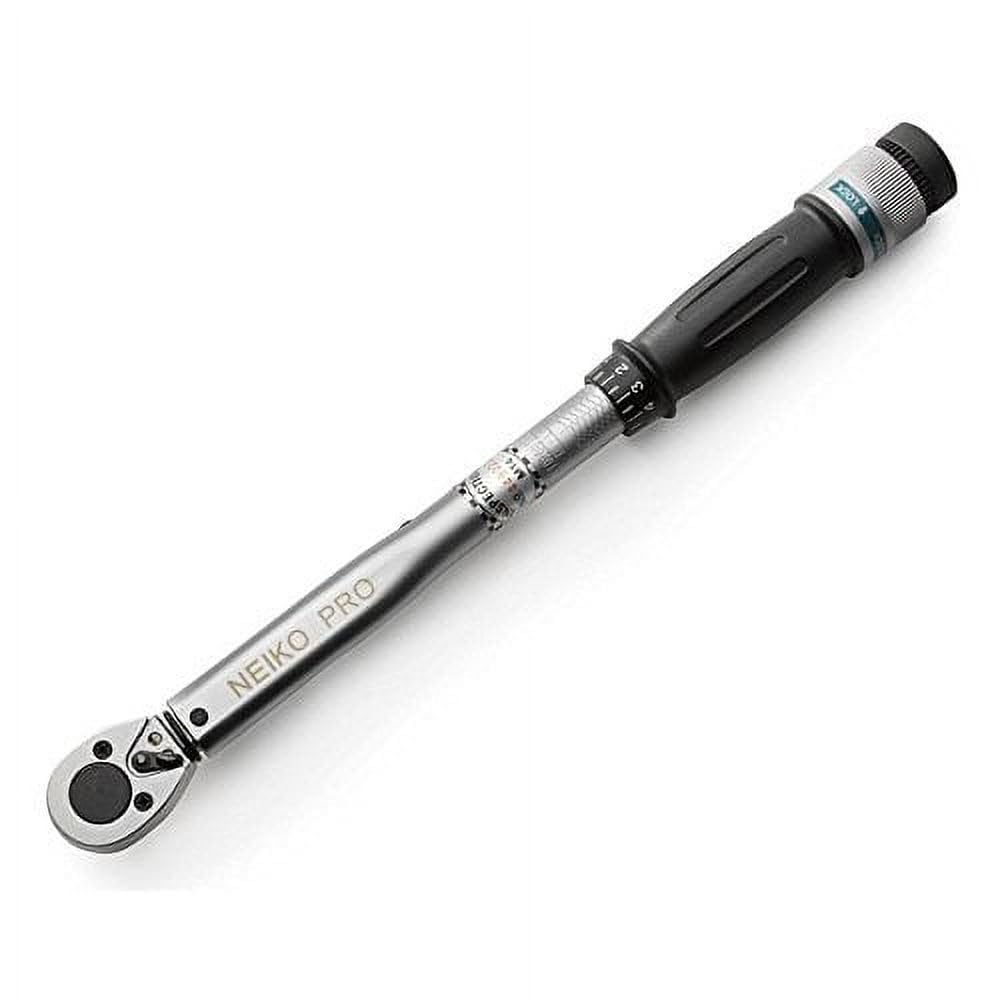 Neiko PRO 03707B Llave dinamométrica de 3/8 pulgadas, unidad SAE de 3/8 pulgadas, 15-80 pies Lb, 14 pulgadas de longitud, llave dinamométrica ajustable, acero chapado en cromo vanadio Cr-V - 15 - 80 ft-lb, 14" Length