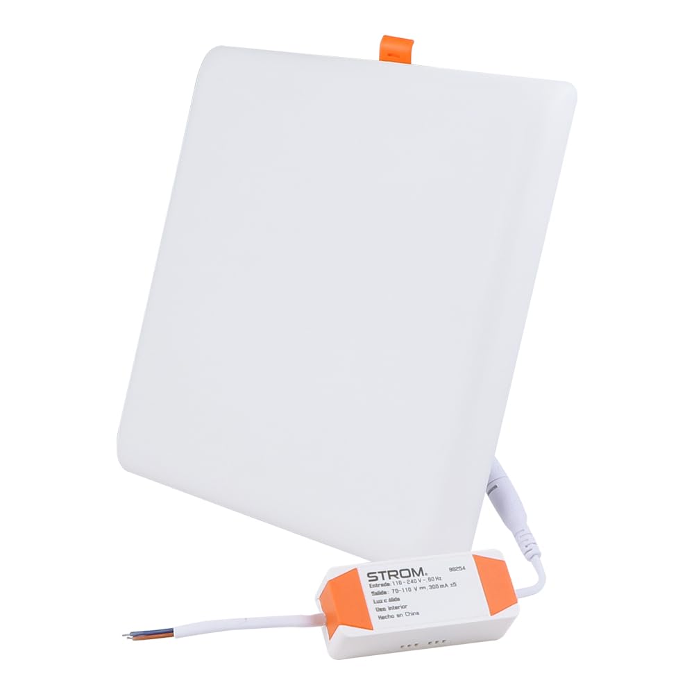 Strom 86254 Luminario de LEDS Fijo Cuadrado 225 mm, 32 W, Luz Cálida, Color Blanco