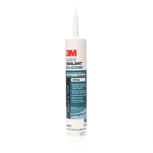 3M sellador de silicona de grado marino (08027) – para barcos y caravanas – blanco – cartucho de 1/10 galón