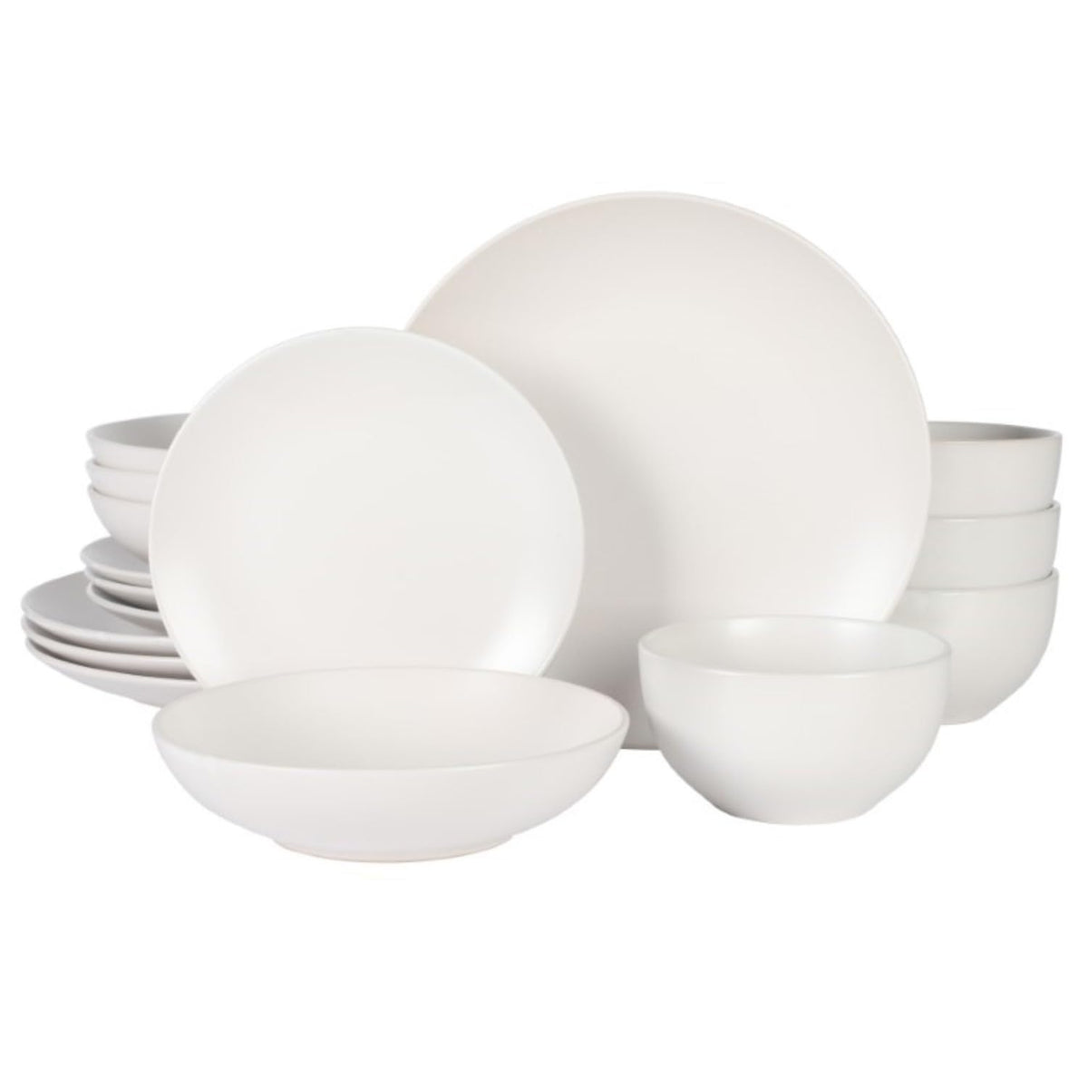 Gibson Home Zuma Vajilla de Gres, Servicio para 4 o 6 - Service for 4 (16pcs) - Blanco Mate (Queenslane)