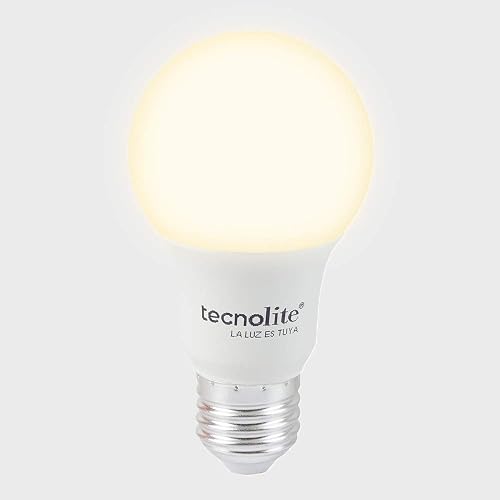 Tecnolite - Pack de 10 Focos LED Modelo A19, Focos Ahorradores, 8.5 Watts de Potencia, con Base E27, 800 lumens, Iluminación Interiores, Color de Luz Cálida, 3000 K, 100 - 240 Volts
