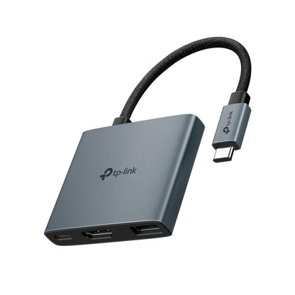 TP-Link USB Type-C 3 en 1 Hub (UH3020C) - 4K HDMI 60Hz, 100W PD de Carga, Puerto USB-A de 5Gbps, Enchufe y Uso, aleación de Aluminio, Cable Trenzado, Compatible con Windows, macOS, iPadOS, ChromeOS,