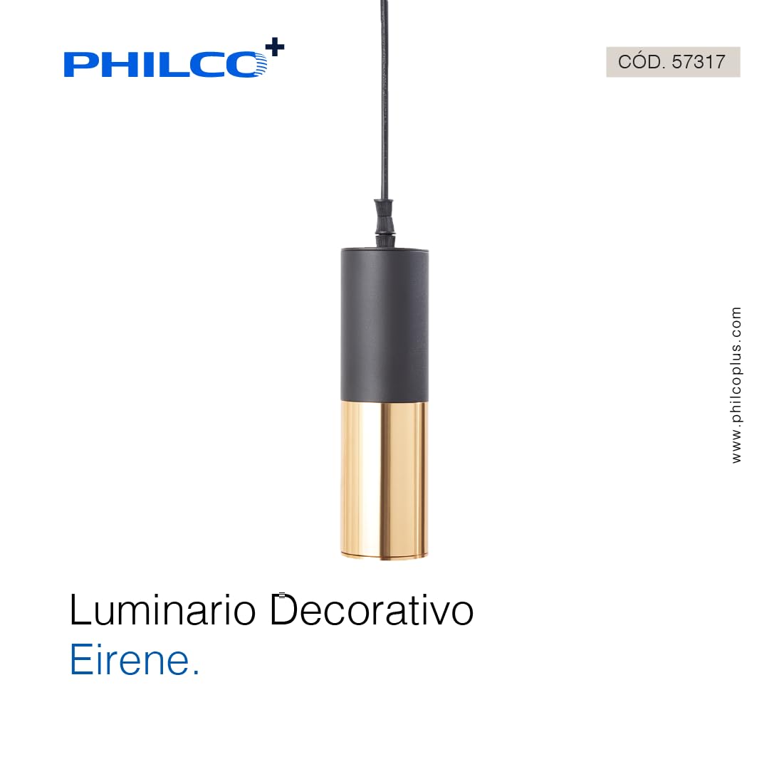 Philco Luminario Decorativo Eirene. Potencia 7 W, Temperatura de color: 3,000K, luz cálida, vida útil de 30,000 horas, cable suspensión de 1 metro