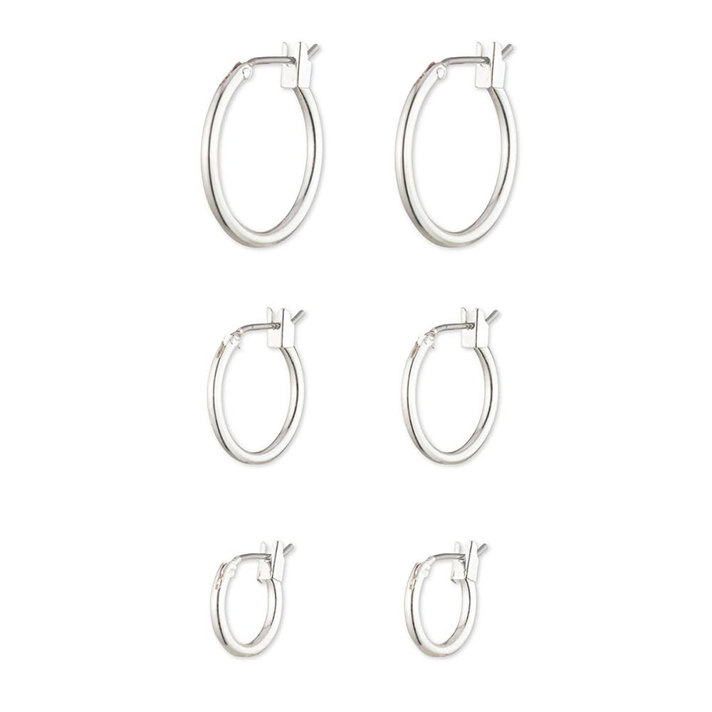 Nine West Aretes Plata con Forma de Arracada en Set de 3 Piezas para Mujer
