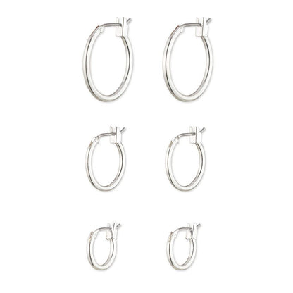 Nine West Aretes Plata con Forma de Arracada en Set de 3 Piezas para Mujer