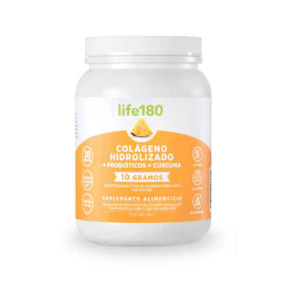 Life180 Colágeno Hidrolizado con Biotina y Vitamina E Sabor Naranja, Pack de 2 - Probióticos - 390 g