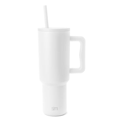 Simple Modern Trek Vaso Térmico con Asa y Popote, Acero Inoxidable, 890-1180 ml - 1180 ml - -Winter White