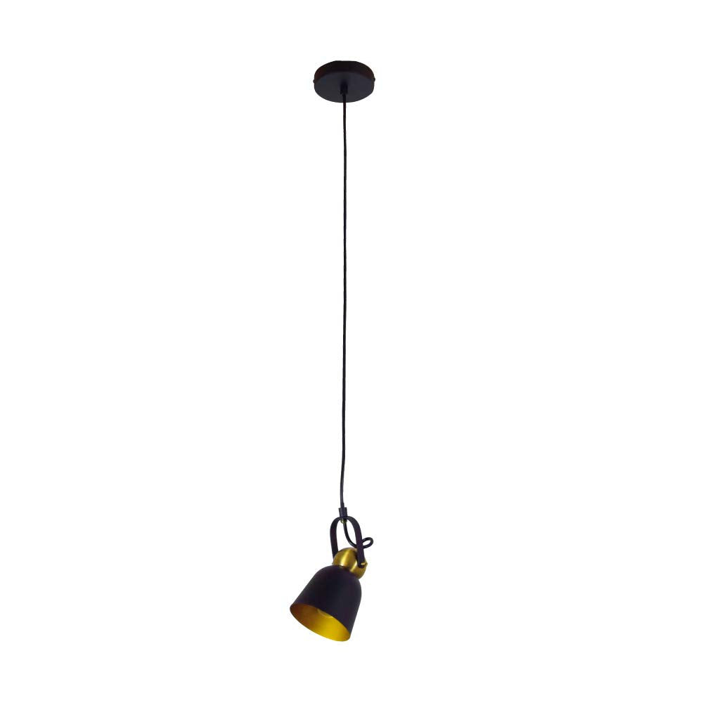 Tecnolite Lampara Colgante Color Negro Mater/Interior Dorado 8.5W 100V 60CTL8001MVN, Negro Mate, Grande
