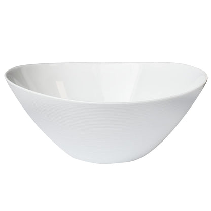 Trilogy | Ensaladera Grande o Bowl, Elegante y Moderno con Diseño Ovalado, Vidrio Opal Templado Ultra Resistente, Colección Greco, Blanco, 25 * 24 cm, Hecho en Italia