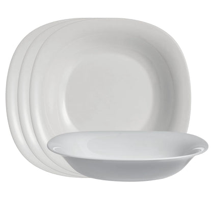 Luminarc - Juego de 4 Platos Carine Sopero Gris de Opal Modernos Platos Hondos Servicio Mesa Elegante