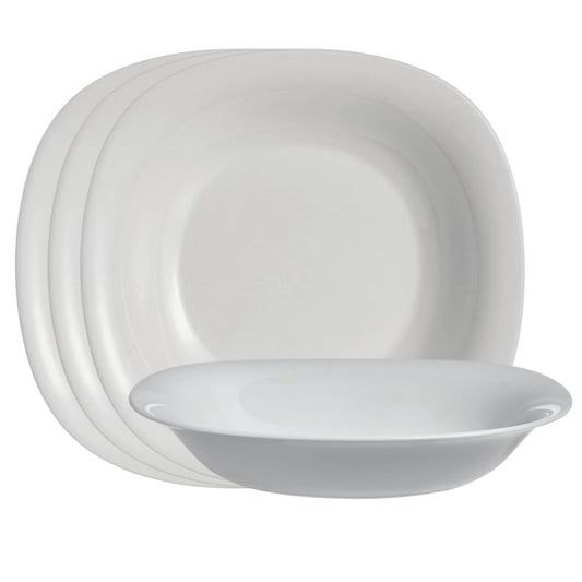 Luminarc - Juego de 4 Platos Carine Sopero Gris de Opal Modernos Platos Hondos Servicio Mesa Elegante