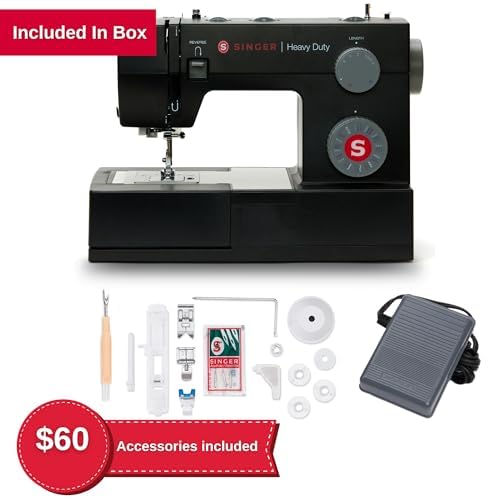 SINGER 4432 - Máquina de coser negra de alta velocidad con kit de accesorios, motor fuerte con potencia de perforación mejorada, 110 aplicaciones de puntadas, marco de metal completo, ojal de 1 paso y