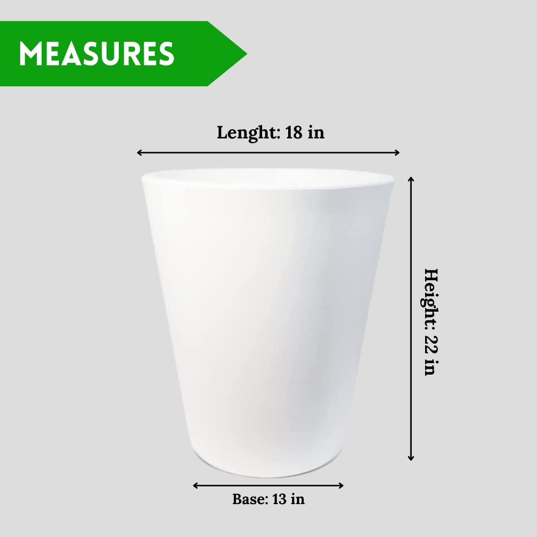 Elly Décor - Maceta de plástico cónico de 21 Pulgadas de Ancho con Orificio de Drenaje, Maceta para Plantas, Ligera y Duradera, Maceta de plástico Alta de 18 x 21 Pulgadas, Color Blanco