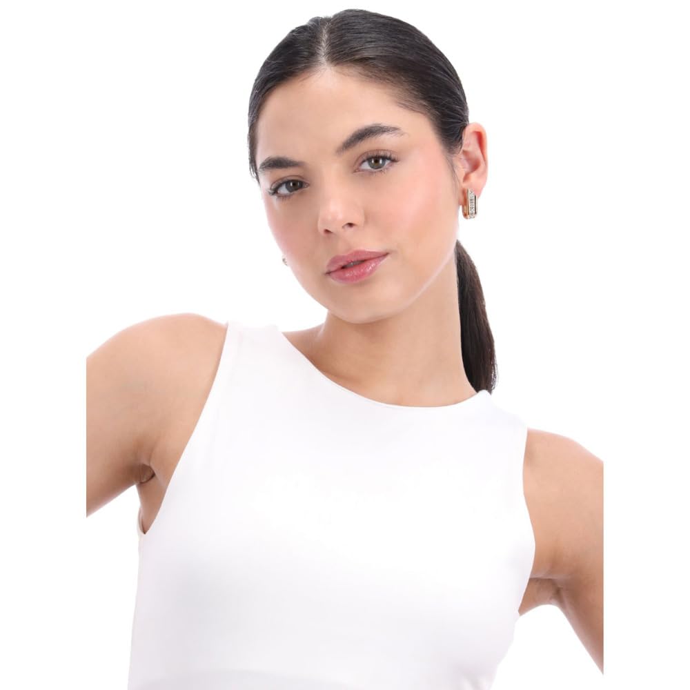 Nine West Aretes Color Dorado Pave Tunnels En Forma Varias De Terminado Brillante para Mujer