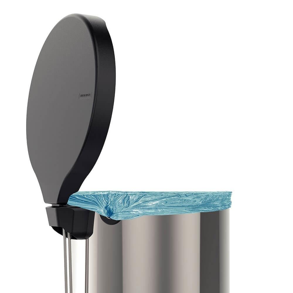 TRAMONTINA - Basurero con Pedal 30 L, de Acero Inoxidable, Tapa de Plástico, Higiénico, Práctico y Duradero, con Asa para el Transporte, Ideal para Bolsas de Basura de 40 L hasta 60 L