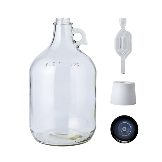 Home Brew Ohio One Gallon Glass Jug With Twin Bubble Airlock, Polyseal Lid, #6 Drilled Stopper by Home Brew Ohio