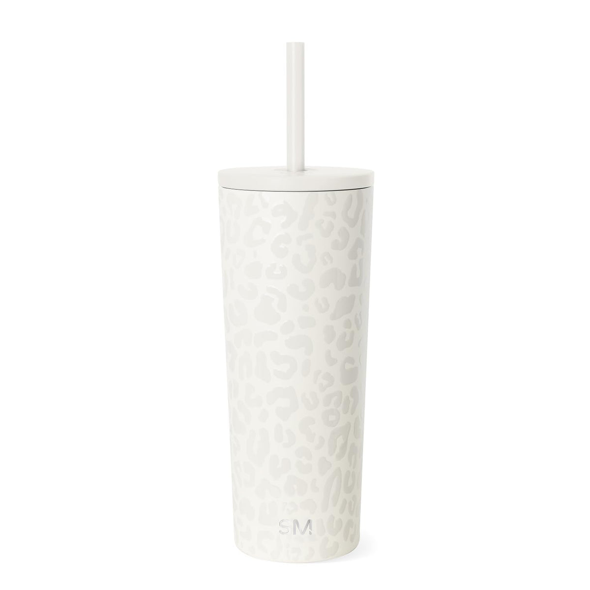 Simple Modern Classic Vaso Térmico con Popote y Tapa Abatible - 710 ml - Pattern: Cream Leopard
