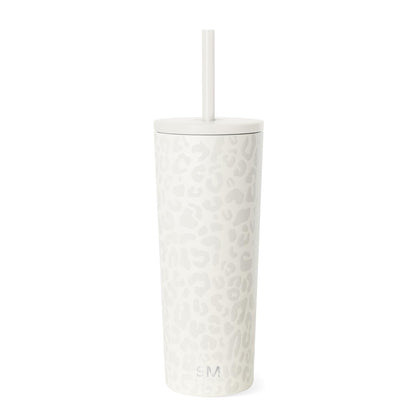 Simple Modern Classic Vaso Térmico con Popote y Tapa Abatible - 710 ml - Pattern: Cream Leopard