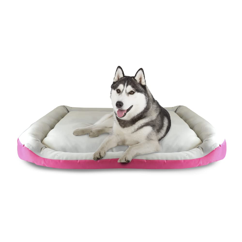 Fancy Pets Cama Rizzo con Colchoneta Impermeable para Perro, Acolchada, Resistente y Fácil de Limpiar, 84 x 73 cm, Color Rosa