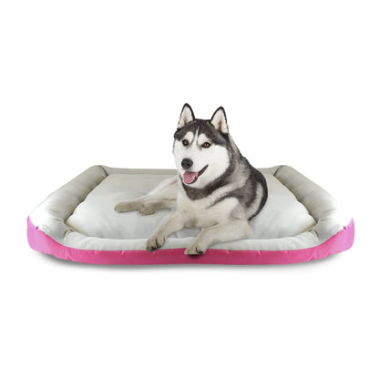 Fancy Pets Cama Rizzo con Colchoneta Impermeable para Perro, Acolchada, Resistente y Fácil de Limpiar, 84 x 73 cm, Color Rosa