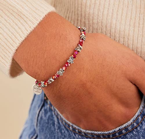Alex and Ani Accents Holiday Bow and Cross Beaded Expandable Bangle for Women, Rafaelian Finish, 2 to 3.5 in