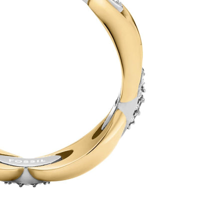 Anillo Fossil JF04931998 Heritage de acero inoxidable en tono dorado y plateado para mujer, talla 7