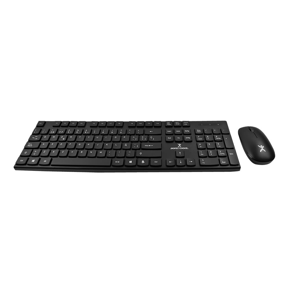 Perfect Choice Kit de Teclado y Mouse Inalámbrico Clic Silencioso Resistente a Derrames Diseño Ergonómico Dust