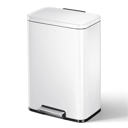EKO Madison Bote de Basura para Cocina 50 L con Pedal Blanco Mate | Blanco, cierre suave, pedal resistente, antihuellas, apertura ancha - 50L Blanco