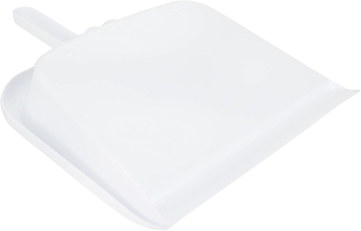 SPARTA Large Handheld Dustpan with Hanging Hole, Heavy-Duty Plastic Dustpan with Wide Lip for Countertops and Surfaces, Plastic, 10 Inches, White
