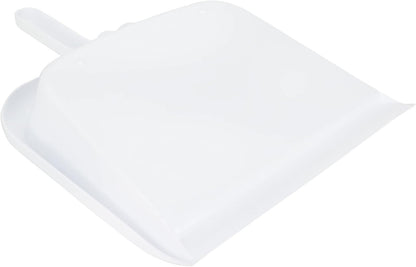 SPARTA Large Handheld Dustpan with Hanging Hole, Heavy-Duty Plastic Dustpan with Wide Lip for Countertops and Surfaces, Plastic, 10 Inches, White