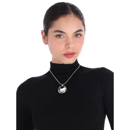 Napier Collar Circular para Mujer | Plata bitono, aleación de metales, cierre ajustable, tamaño mediano