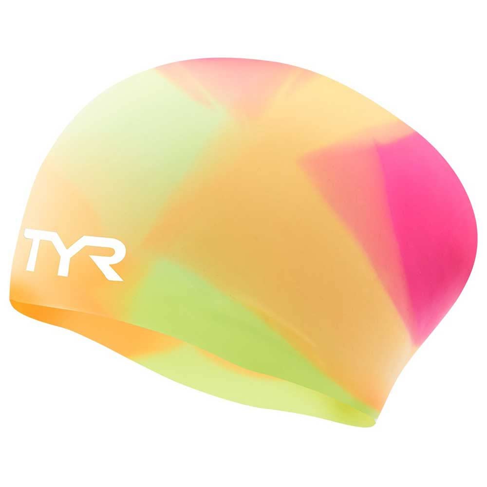 TYR Tie Dye - Gorro de natación de Silicona para jóvenes - Rosa Amarillo Naranja - Una talla