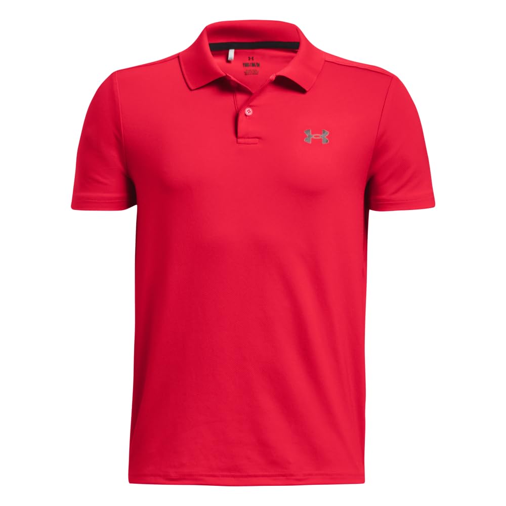 Under Armour 1377346 Polo de Golf Performance de Niño - (600) Rojo - Negro - CH