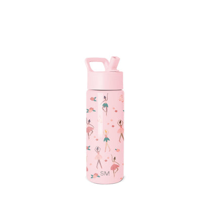 Simple Modern Summit Botella de Agua para Niños con Popote, 530 ml, Confetti - 0.5 Litros - -Pink Ballerina