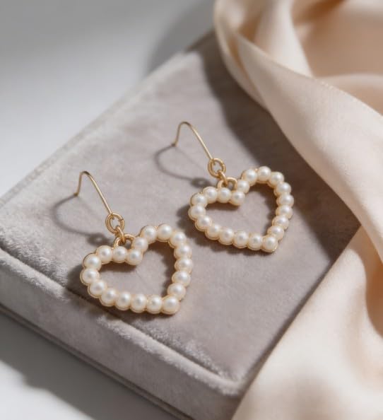 Nine West Aretes Dorado Corazón Largo para Mujer