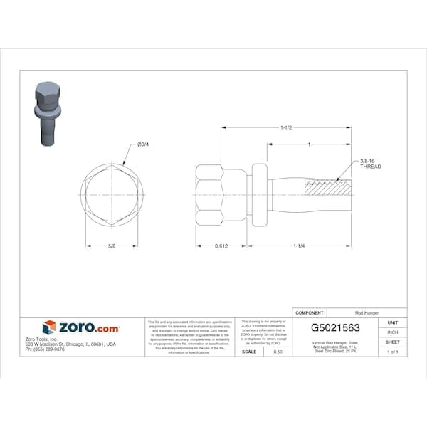 Everflow 8150922 - 25 3/20,3 cm Tornillo Vertical ampliable Colgador, purlin de calibre fino, acabado w/electro-zinc Acero de ancla de varilla roscada, Diseñado para tubo (, 25 unidades)