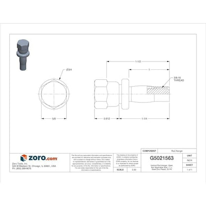Everflow 8150922 - 25 3/20,3 cm Tornillo Vertical ampliable Colgador, purlin de calibre fino, acabado w/electro-zinc Acero de ancla de varilla roscada, Diseñado para tubo (, 25 unidades)