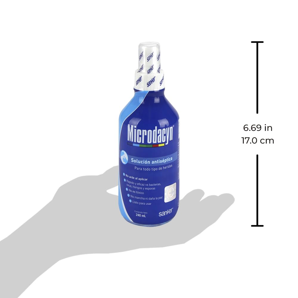 Microdacyn Antiséptico Spray Heridas Sin Alcohol Superoxidación (240ML) | Solución electrolizada de superoxidación, limpia y desinfecta heridas, no arde, amplio espectro, sin alcohol, 120 ml