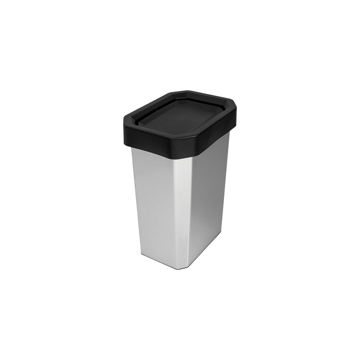 10 L Mini Bote de Basura con Tapa Vaivén IML Negro Metalizado, Ideal para Baños Pequeños, Escritorios y Rincones, Compacto, Ligero y de Fácil Mantenimiento | Estra
